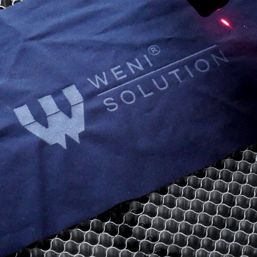 Weni Solution CO2 laser engraving on fabric