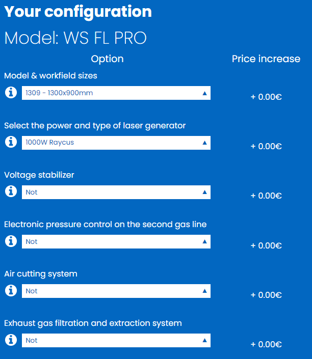 Screenshot of Weni Solution- price configurator 2022